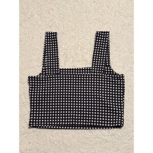 Cotton On Women's Plaid Top Black White Sz: L 95% Cotton 5% Elastane